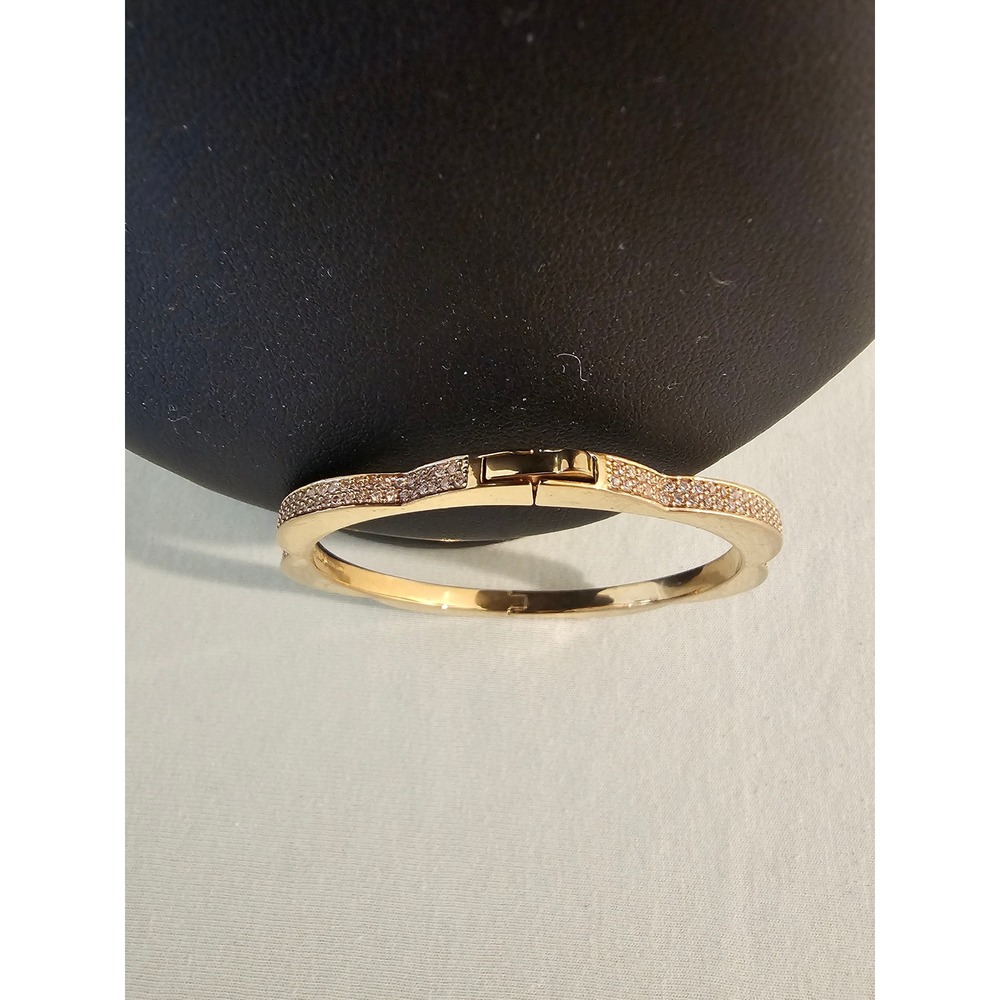 Kate Spade New York Rose Gold Tone Pave Scalloped Hinged Bangle Bracelet - Picture 2 of 10